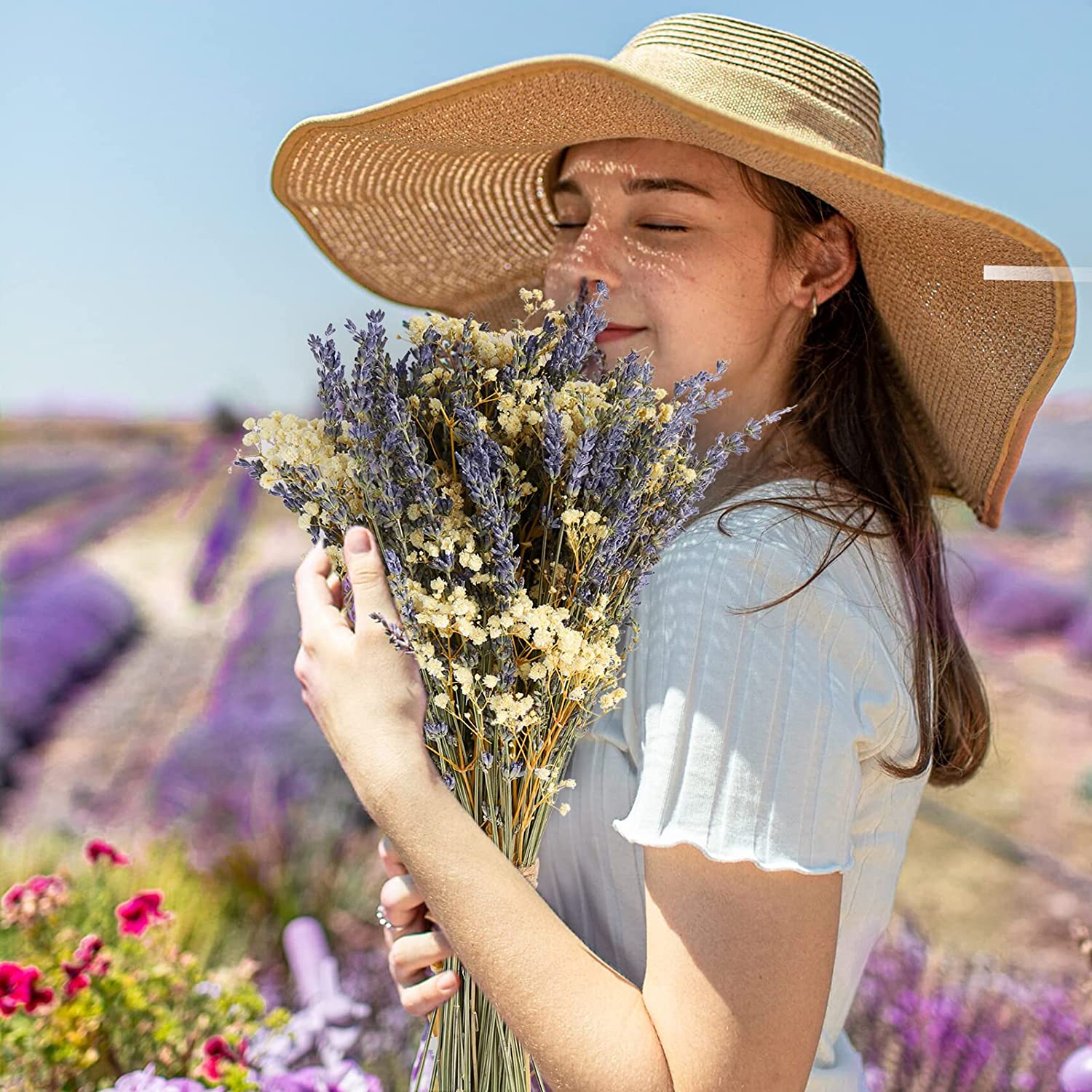 dried_flower - preserved_flower - fake_flower - Dried Lavender Flowers & Gypsophila Baby's Breath Bundles 100% Natural Bouquet - Molly Garden - Molly_Garden_Floral