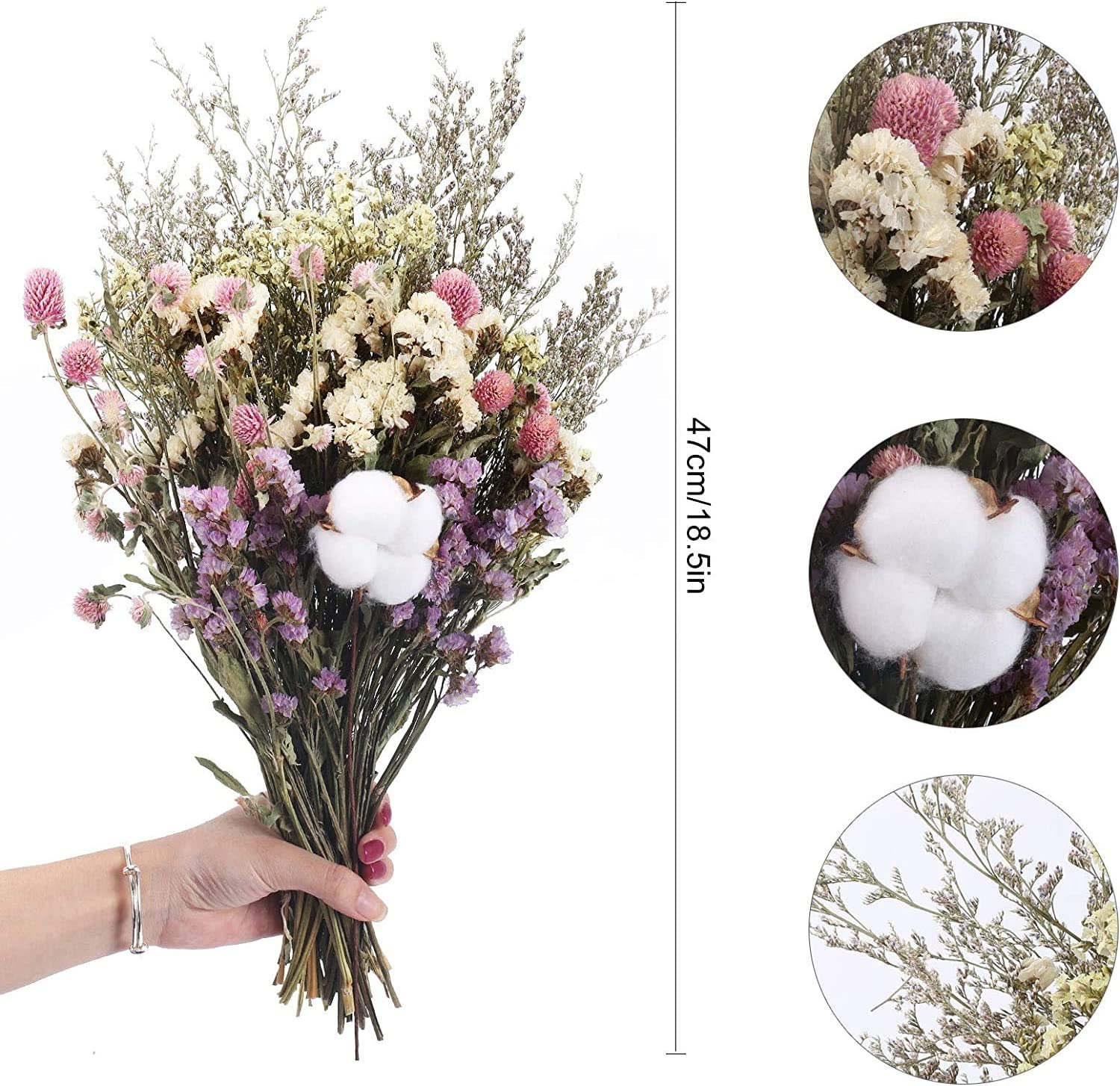 dried_flower - preserved_flower - fake_flower - Natural Flowers Bouquet Dried Cotton Stem Lover Grass Filler Floral Arrangement - Molly Garden - Molly_Garden_Floral