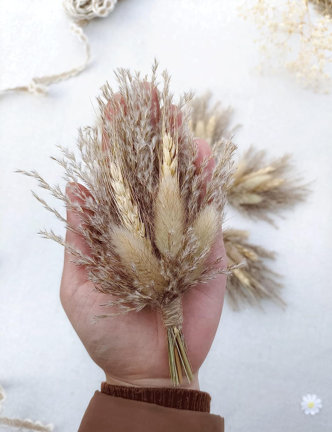 dried_flower - preserved_flower - fake_flower - Mini Dried Flower Bouquet Set of 6 for Boho Floral Wedding Small Dry Craft - Molly Garden - Molly_Garden_Floral