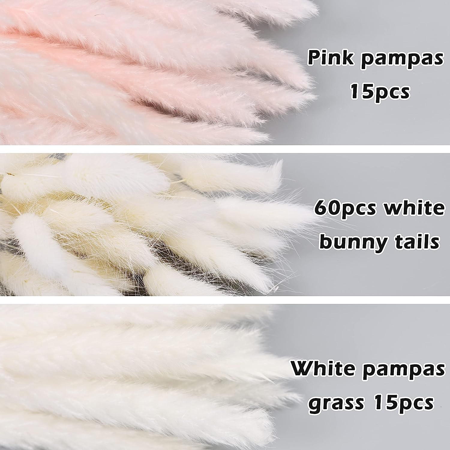 dried_flower - preserved_flower - fake_flower - 90Pcs Dried Pampas Grass Bouquet 17.5'' Plant Bunch for Boho Home Decor - Molly Garden - Molly_Garden_Floral