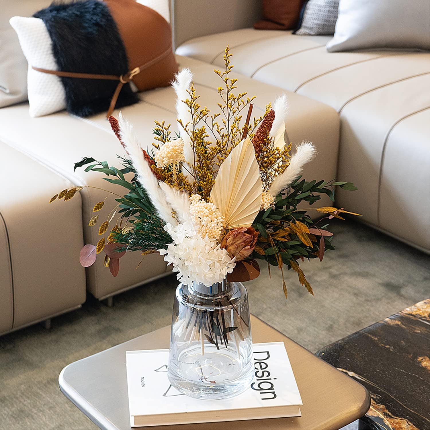 dried_flower - preserved_flower - fake_flower - Mix Bouquet | Protea Repens Hydrangea Eucalyptus Palm Millet Limonium Pampas - Molly Garden - Molly_Garden_Floral