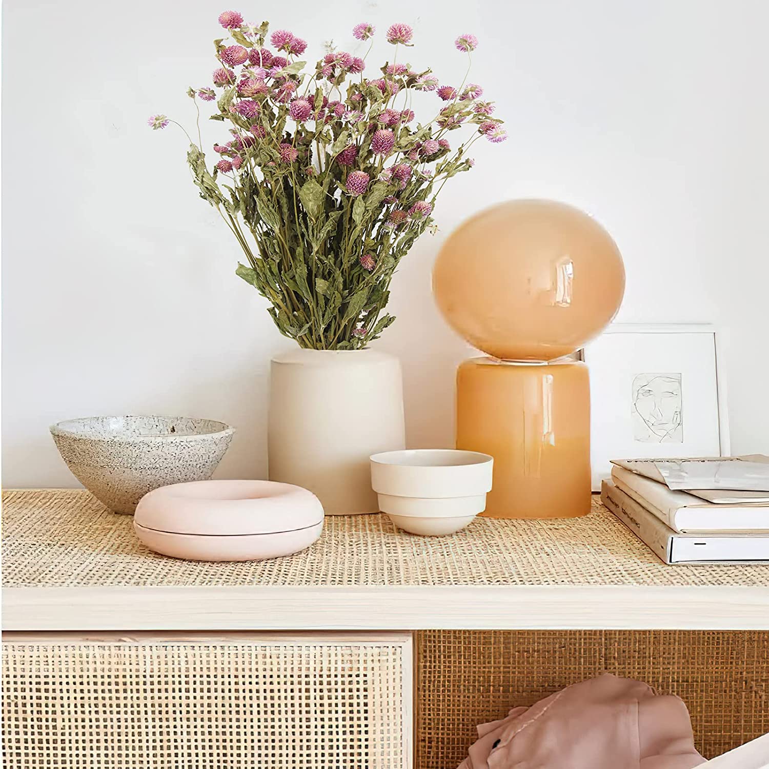 dried_flower - preserved_flower - fake_flower - Dried Flower Pink Globe Amaranth Bundles Natural Dry Plant Bouquet for Boho - Molly Garden - Molly_Garden_Floral