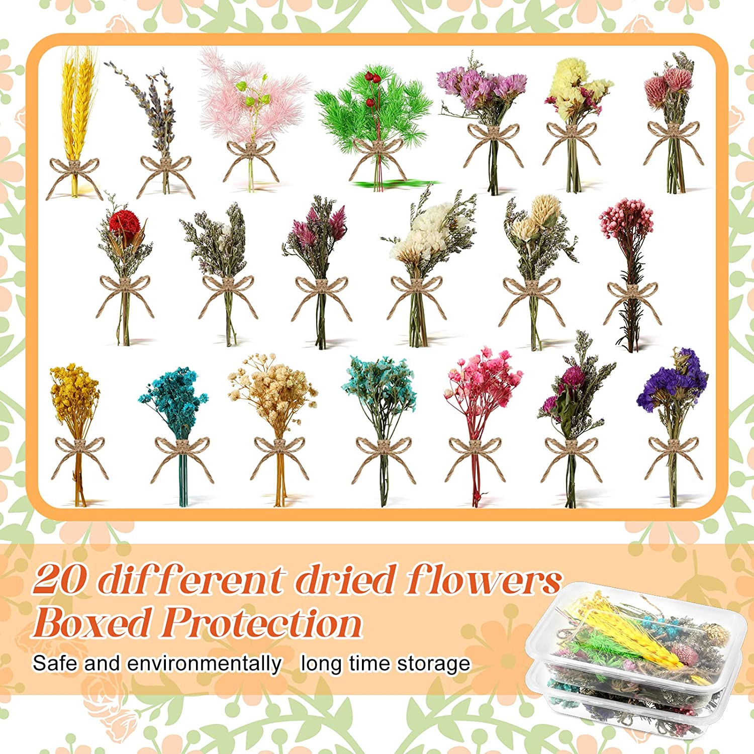 dried_flower - preserved_flower - fake_flower - 20Pcs Mini Dried Flowers Bouquets Natural Gypsophila Don't Forget Me Flower Bunch - Molly Garden - Molly_Garden_Floral