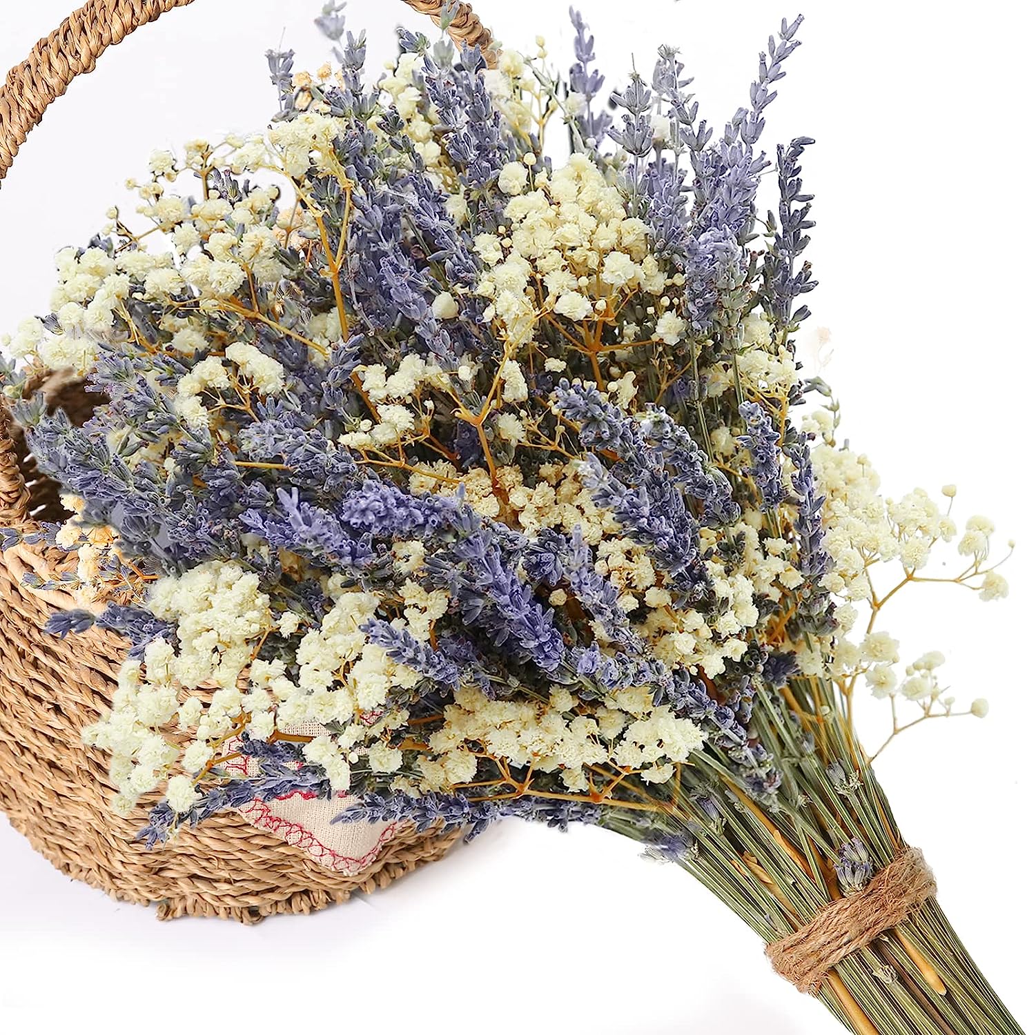dried_flower - preserved_flower - fake_flower - Dried Lavender Flowers & Gypsophila Baby's Breath Bundles 100% Natural Bouquet - Molly Garden - Molly_Garden_Floral