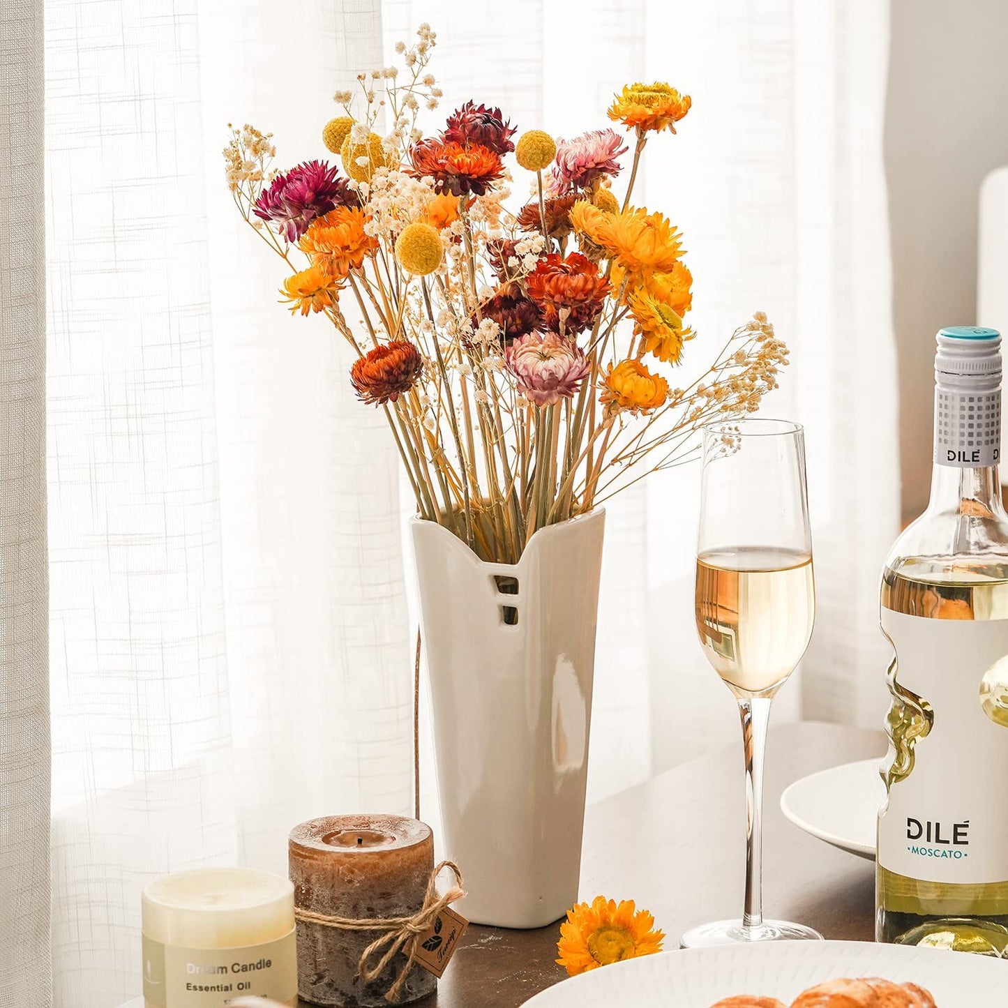 dried_flower - preserved_flower - fake_flower - 20Pcs Natural Dried Straw Flower Bouquet Daisies Flower Arrangement - Molly Garden - Molly_Garden_Floral