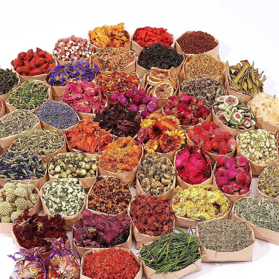 dried_flower - preserved_flower - fake_flower - 16Bags Dried Flowers 100% Natural Herbs Kit for Soap Candle DIY Making - Molly Garden - Molly_Garden_Floral