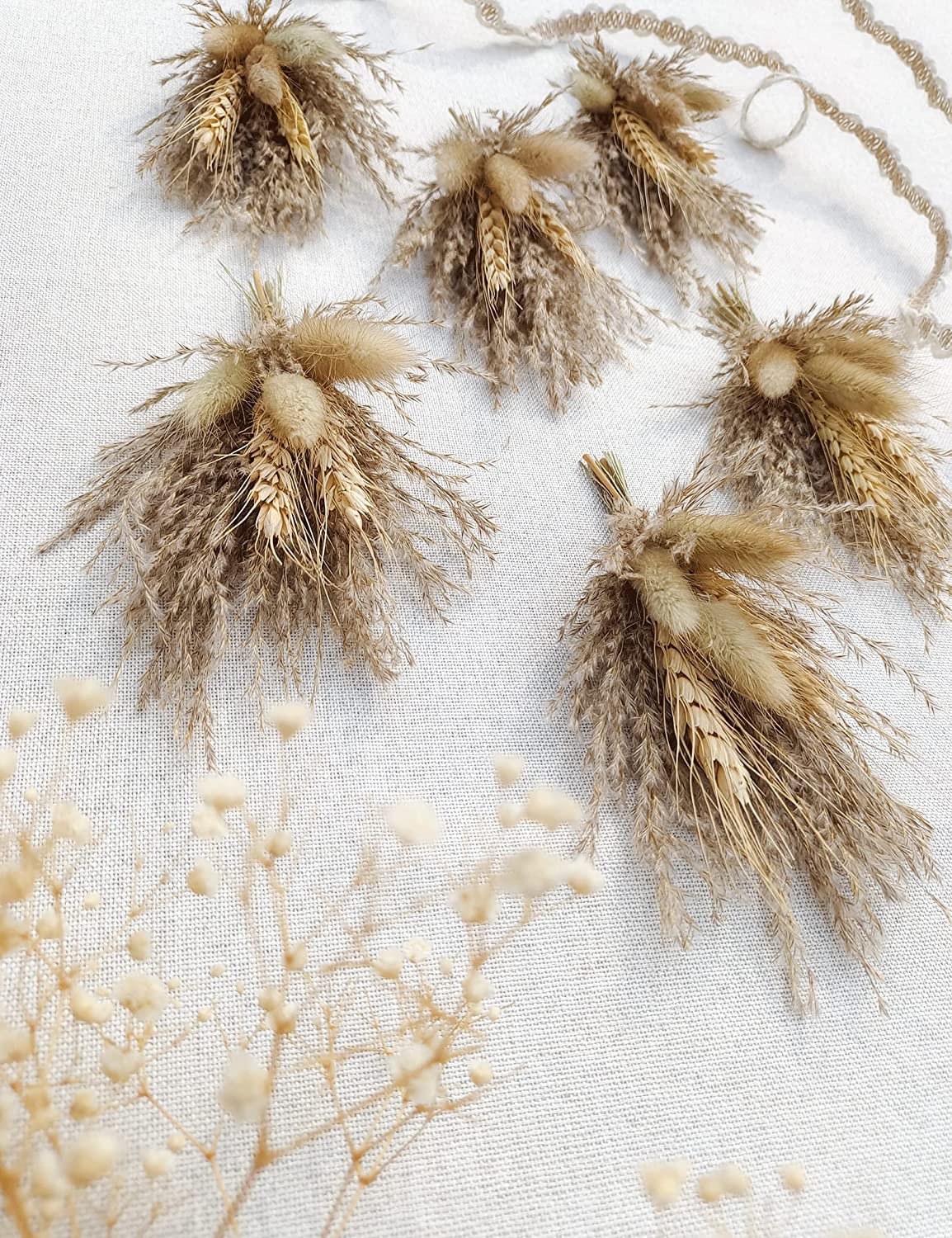 dried_flower - preserved_flower - fake_flower - Mini Dried Flower Bouquet Set of 6 for Boho Floral Wedding Small Dry Craft - Molly Garden - Molly_Garden_Floral