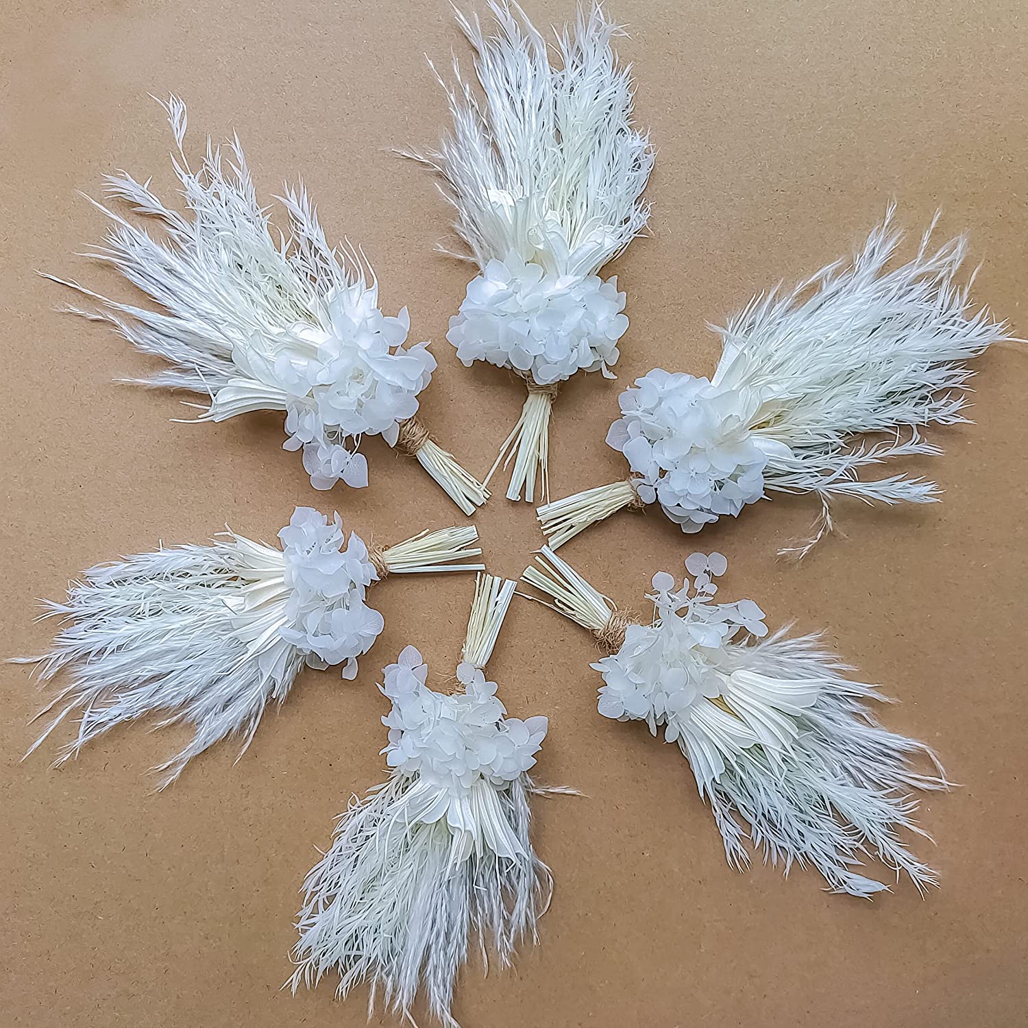 dried_flower - preserved_flower - fake_flower - Mini Dried Flower Bouquet Set of 6 for Boho Floral Wedding Small Dry Craft - Molly Garden - Molly_Garden_Floral