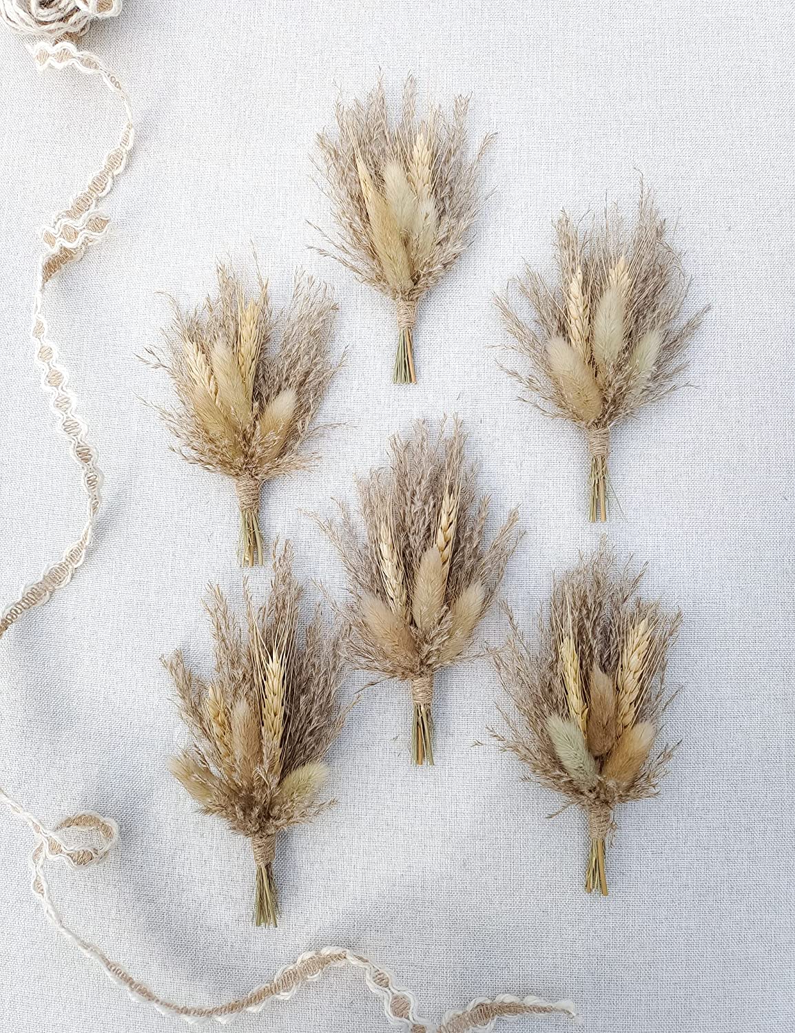 dried_flower - preserved_flower - fake_flower - Mini Dried Flower Bouquet Set of 6 for Boho Floral Wedding Small Dry Craft - Molly Garden - Molly_Garden_Floral