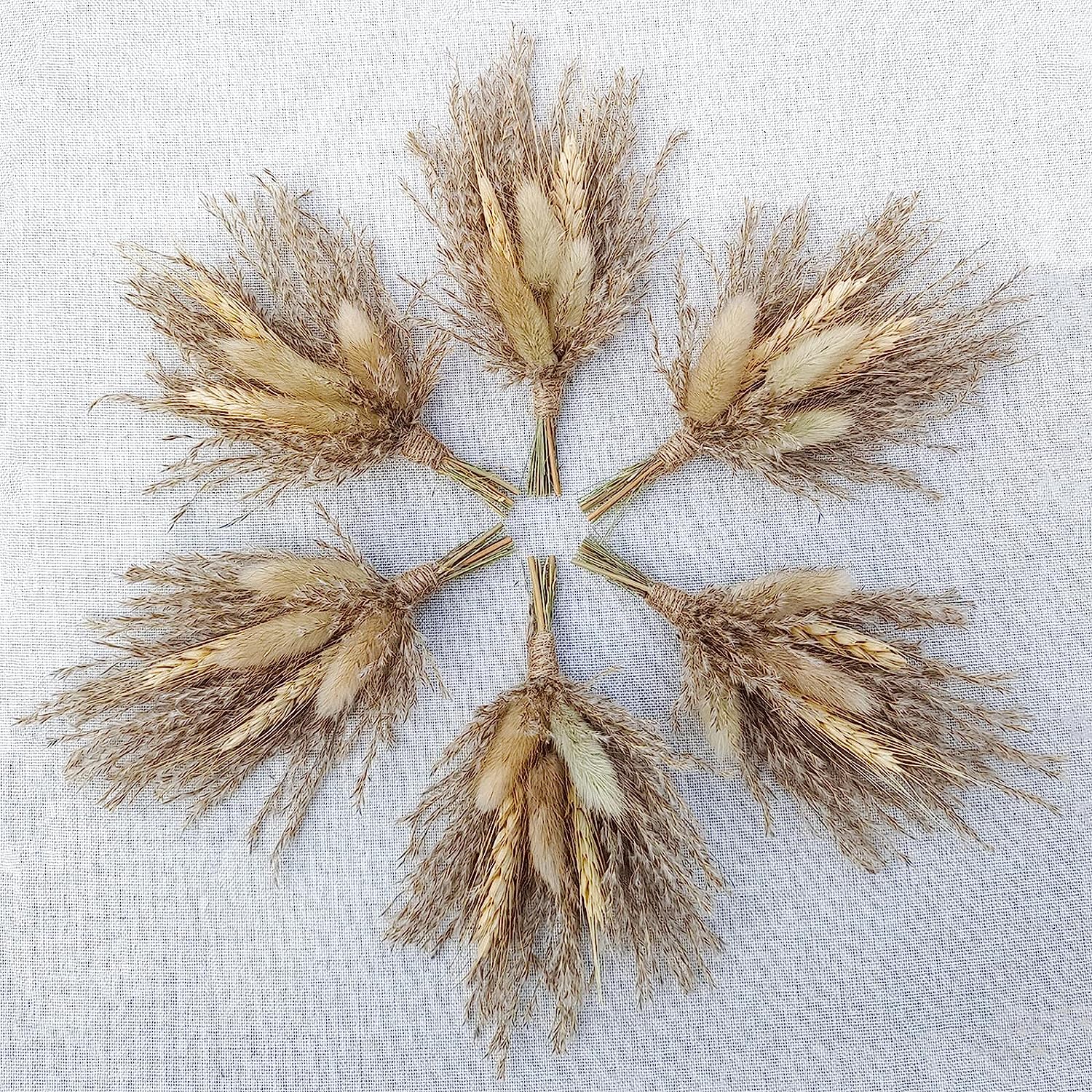 dried_flower - preserved_flower - fake_flower - Mini Dried Flower Bouquet Set of 6 for Boho Floral Wedding Small Dry Craft - Molly Garden - Molly_Garden_Floral