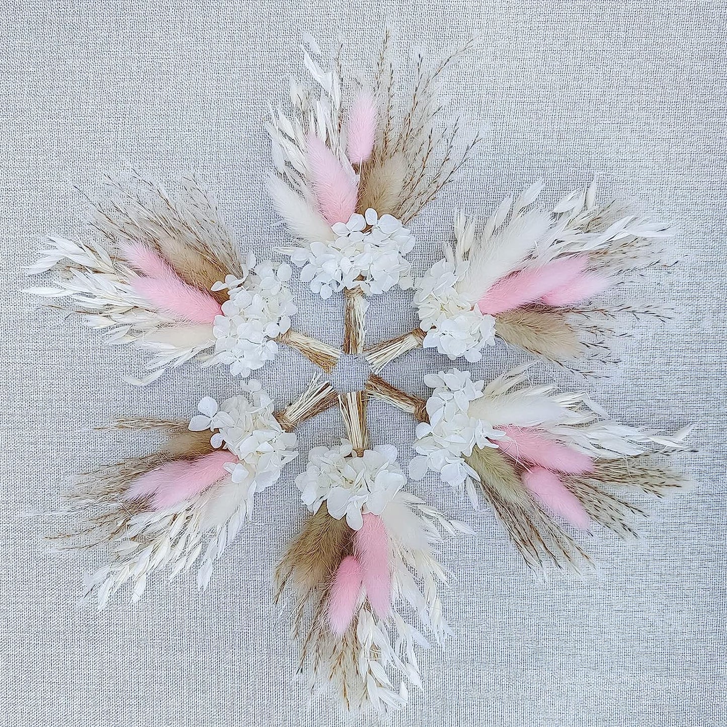dried_flower - preserved_flower - fake_flower - Mini Dried Flower Bouquet Set of 6 for Boho Floral Wedding Small Dry Craft - Molly Garden - Molly_Garden_Floral