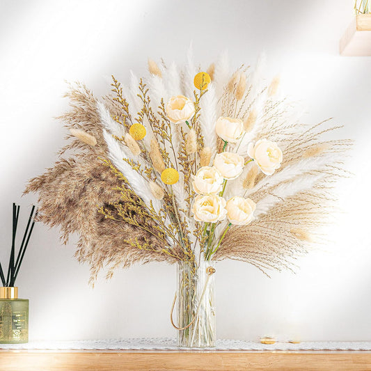 dried_flower - preserved_flower - fake_flower - 94Pcs Natural Pampas Grass Bouquet Boho Decor Long-Lasting Dried Flowers - Molly Garden - Molly_Garden_Floral