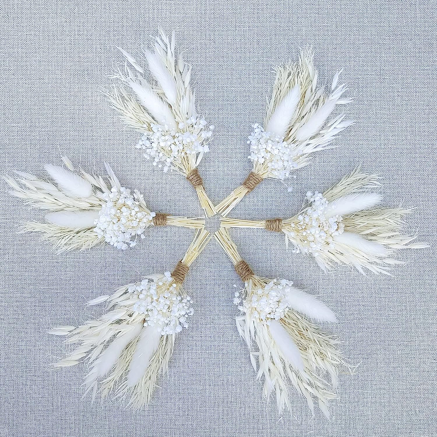 dried_flower - preserved_flower - fake_flower - Mini Dried Flower Bouquet Set of 6 for Boho Floral Wedding Small Dry Craft - Molly Garden - Molly_Garden_Floral
