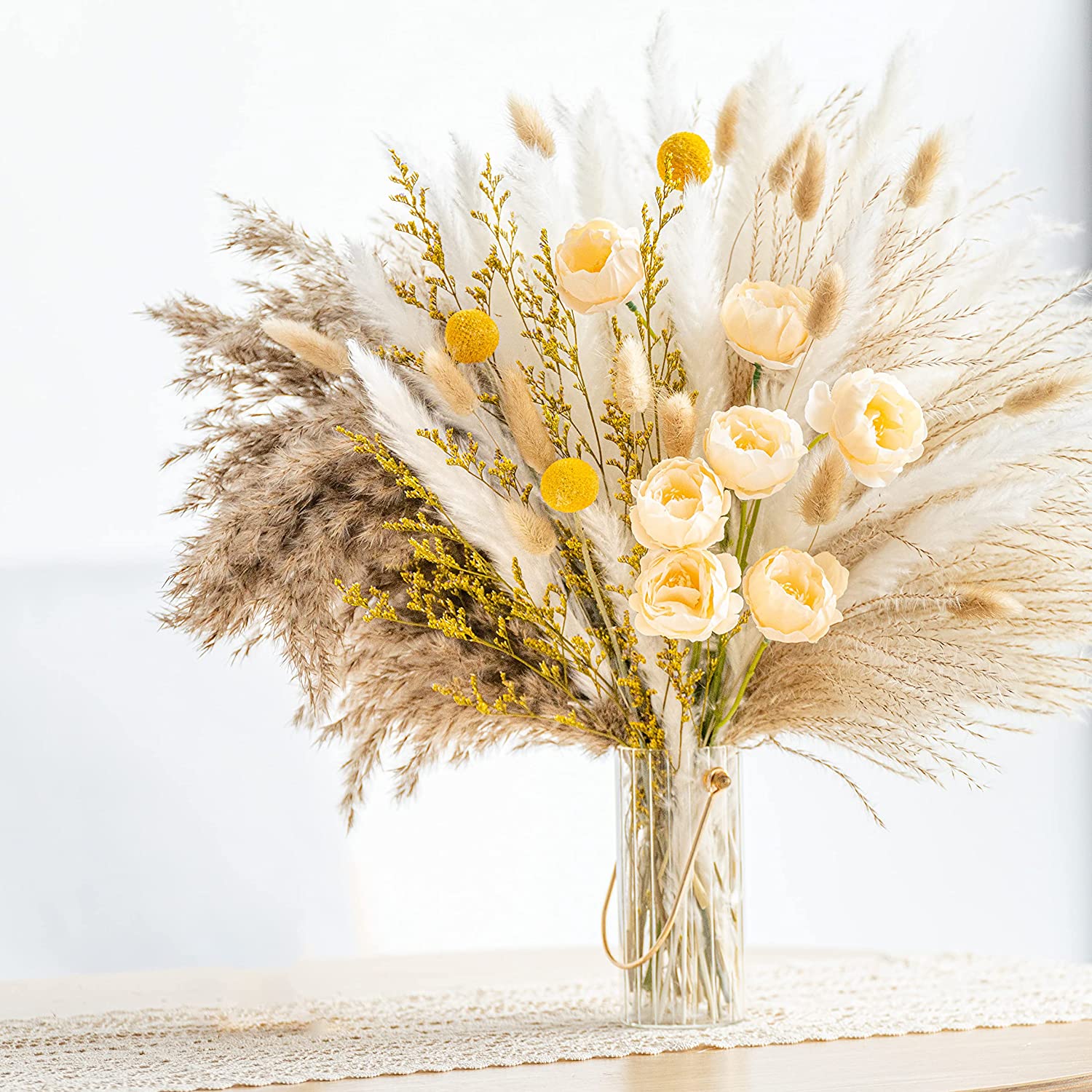 dried_flower - preserved_flower - fake_flower - 94Pcs Natural Pampas Grass Bouquet Boho Decor Long-Lasting Dried Flowers - Molly Garden - Molly_Garden_Floral