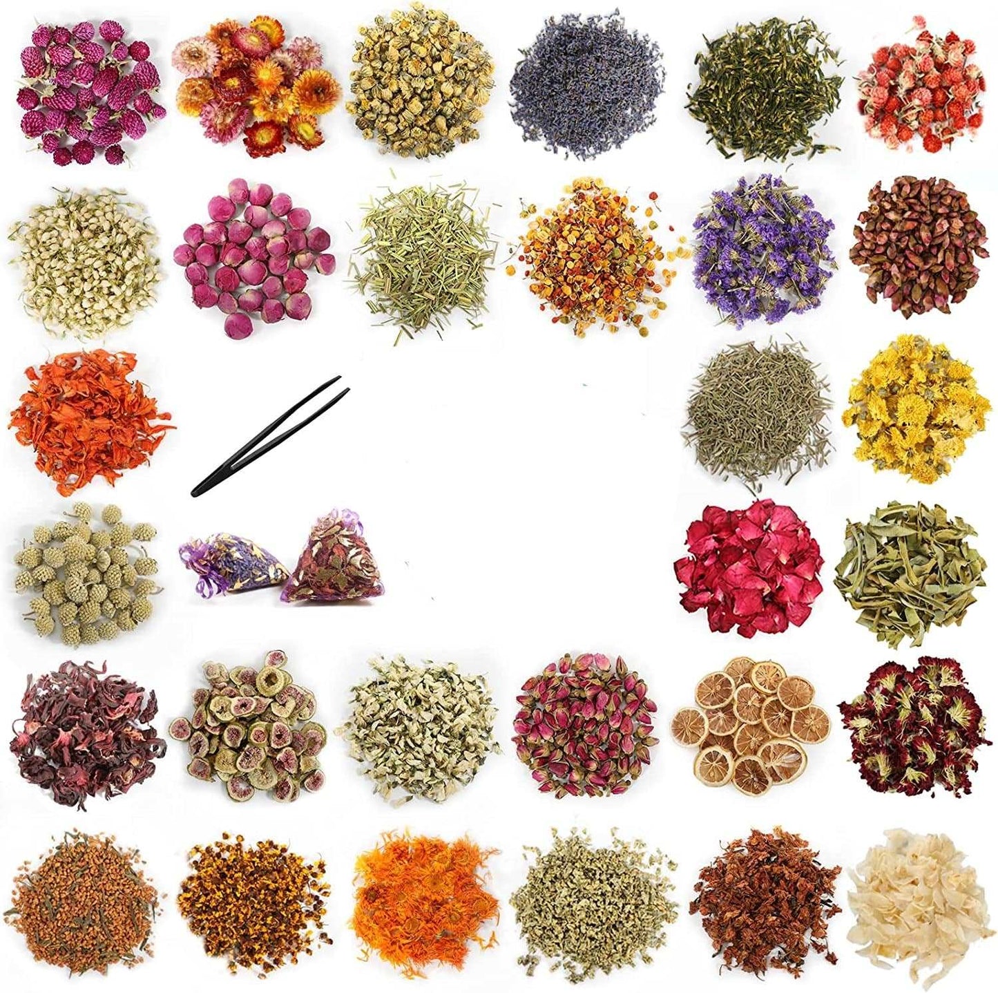 dried_flower - preserved_flower - fake_flower - 16Bags Dried Flowers 100% Natural Herbs Kit for Soap Candle DIY Making - Molly Garden - Molly_Garden_Floral