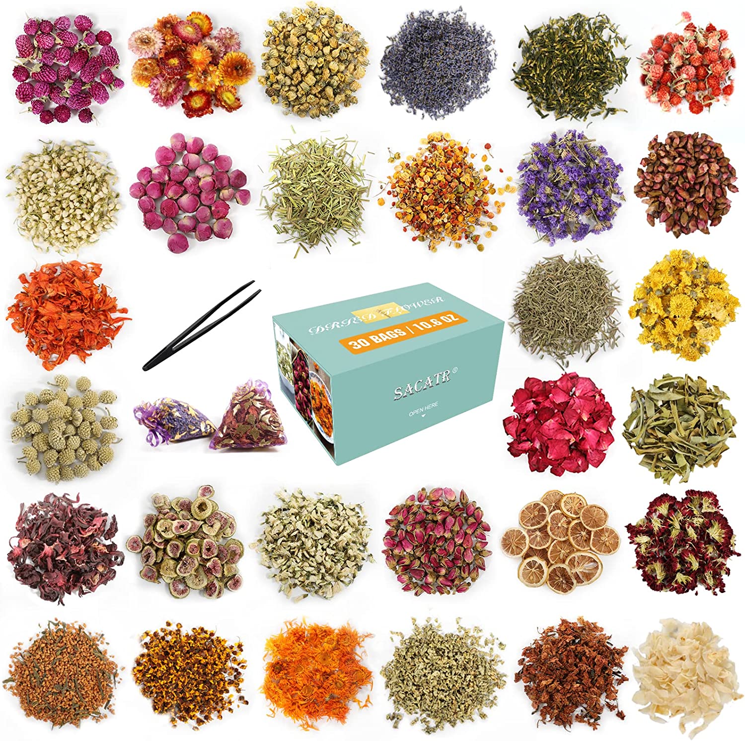 dried_flower - preserved_flower - fake_flower - 9Bags Dried Flowers 100% Natural Dried Flowers Herbs Kit for Soap Making - Molly Garden - Molly_Garden_Floral