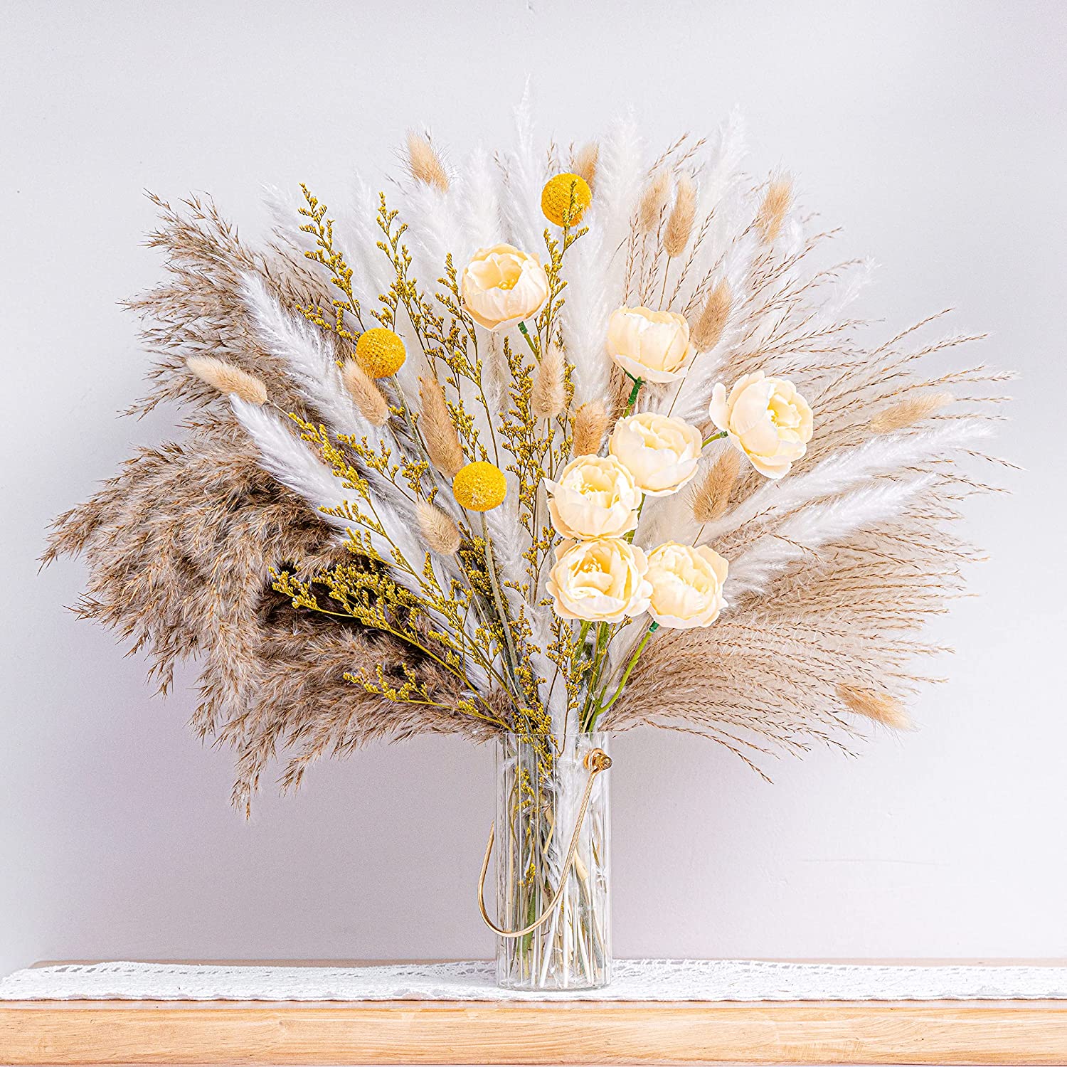 dried_flower - preserved_flower - fake_flower - 94Pcs Natural Pampas Grass Bouquet Boho Decor Long-Lasting Dried Flowers - Molly Garden - Molly_Garden_Floral