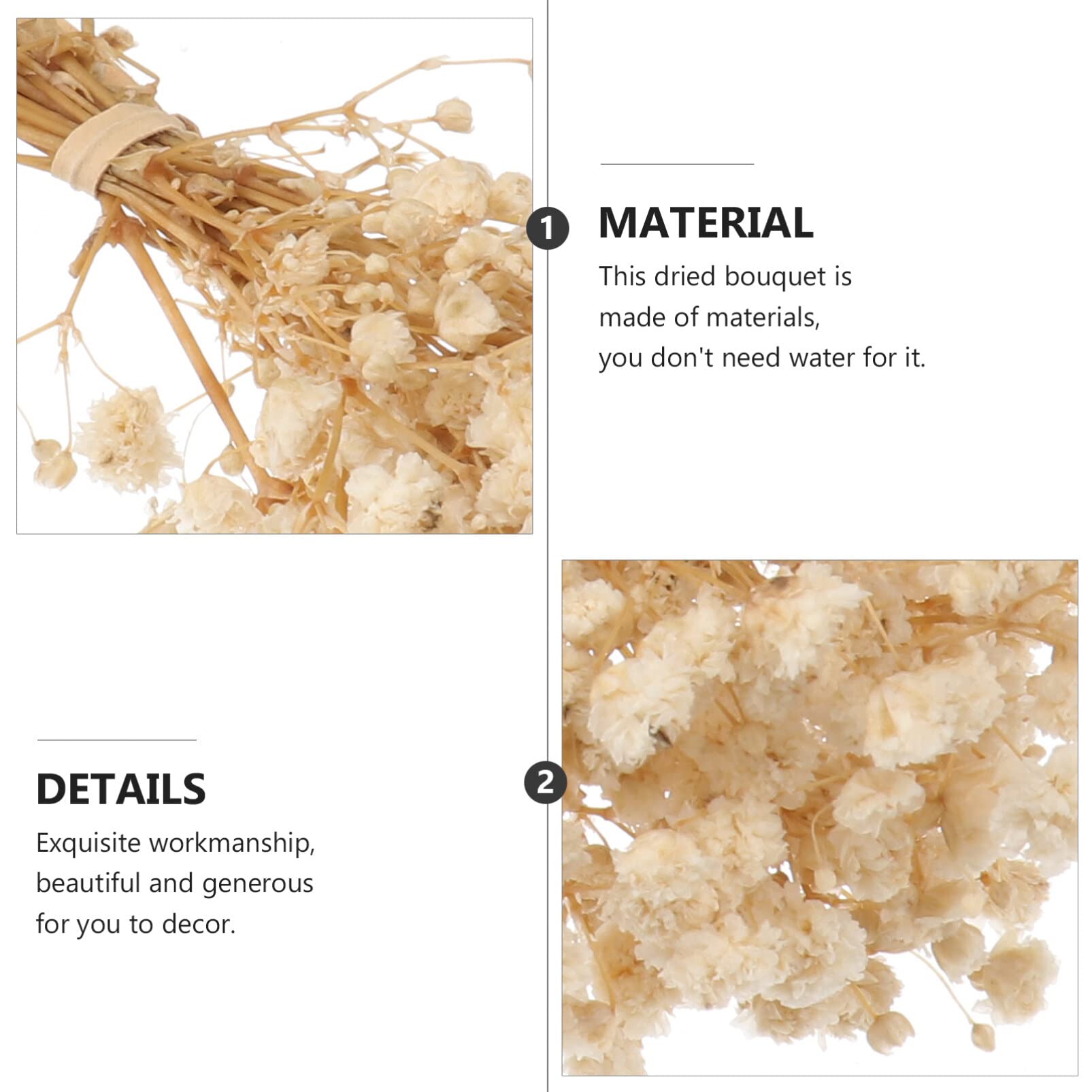 dried_flower - preserved_flower - fake_flower - 3Bunches Dried Babys Breath Flower Bouquets Natural Gypsophila Branches - Molly Garden - Molly_Garden_Floral
