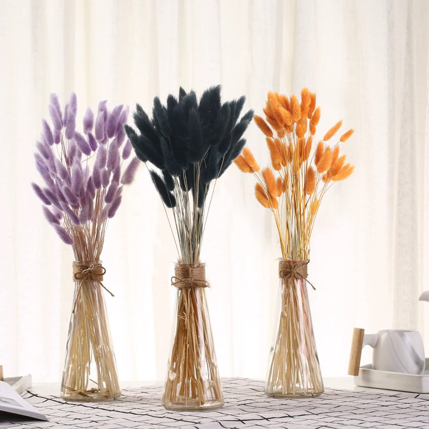 dried_flower - preserved_flower - fake_flower - 120Pcs Dried Bunny Tails Flowers Rabbit Tail Grass Lagurus Ovatus Bouquet - Molly Garden - Molly_Garden_Floral
