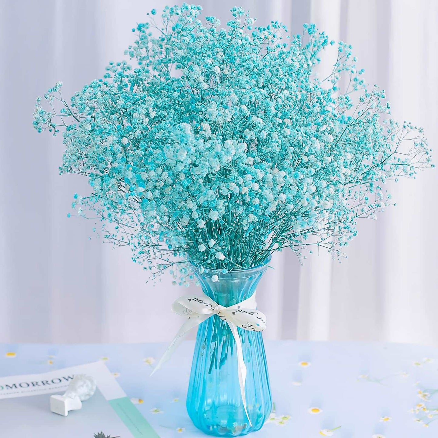 dried_flower - preserved_flower - fake_flower - 2500+Head Dried Flowers Babys Breath Bouquet  Natural Gypsophila Blue - Molly Garden - Molly_Garden_Floral