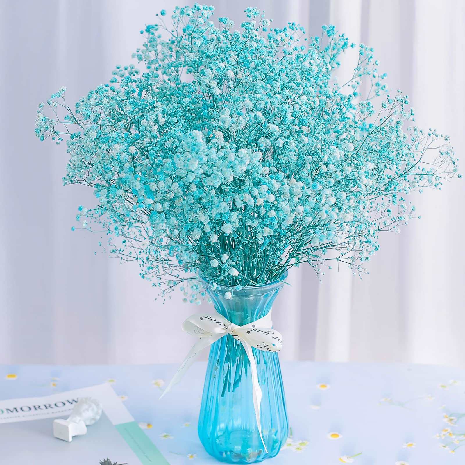dried_flower - preserved_flower - fake_flower - 2500+Head Dried Flowers Babys Breath Bouquet  Natural Gypsophila Blue - Molly Garden - Molly_Garden_Floral