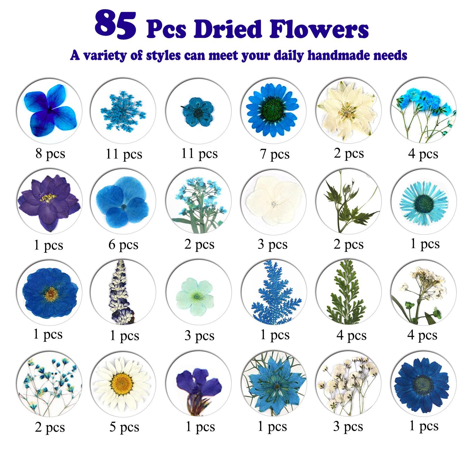 dried_flower - preserved_flower - fake_flower - Pressed Dried Flowers for Resin Molds Real Natural Floral Leave for DIY Crafts - Molly Garden - Molly_Garden_Floral