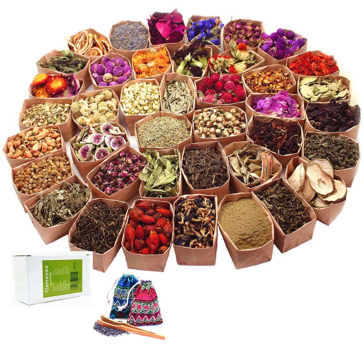 dried_flower - preserved_flower - fake_flower - 9Bags Organic Dried Flowers Fresh Fragrance Lavender Roseleaf Red Rose - Molly Garden - Molly_Garden_Floral