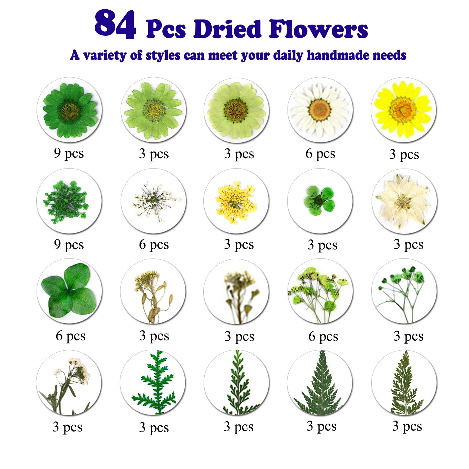 dried_flower - preserved_flower - fake_flower - Pressed Dried Flowers for Resin Molds Real Natural Floral Leave for DIY Crafts - Molly Garden - Molly_Garden_Floral