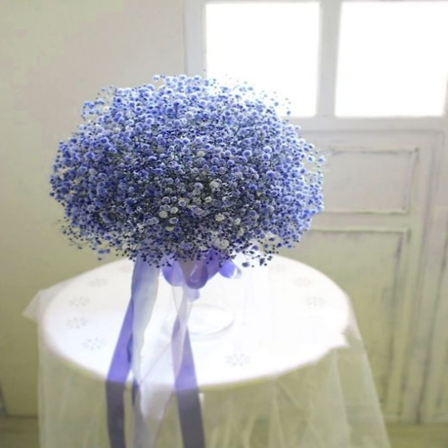dried_flower - preserved_flower - fake_flower - 2500+Head Dried Flowers Babys Breath Bouquet  Natural Gypsophila Ink Blue - Molly Garden - Molly_Garden_Floral