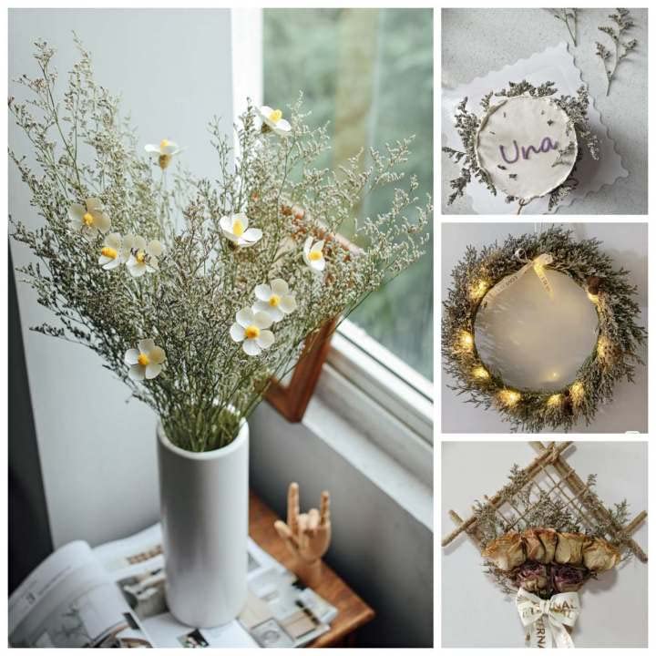 dried_flower - preserved_flower - fake_flower - 25+Stems Real Fresh Caspia Bellidifolium Preserved Natural Limonium Bouquet - Molly Garden - Molly_Garden_Floral