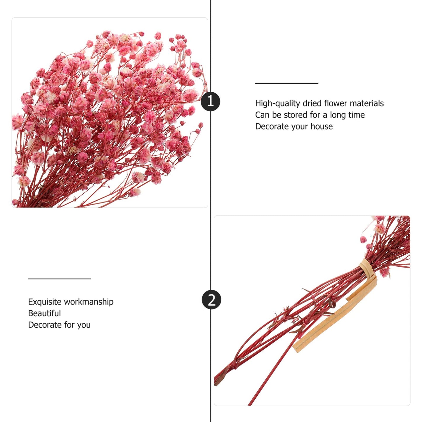 dried_flower - preserved_flower - fake_flower - 3Bunches Dried Babys Breath Flower Bouquets Natural Gypsophila Branches - Molly Garden - Molly_Garden_Floral