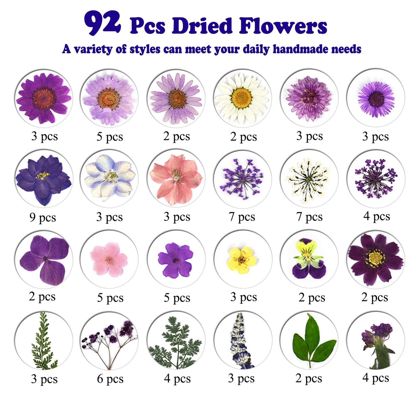 dried_flower - preserved_flower - fake_flower - Pressed Dried Flowers for Resin Molds Real Natural Floral Leave for DIY Crafts - Molly Garden - Molly_Garden_Floral