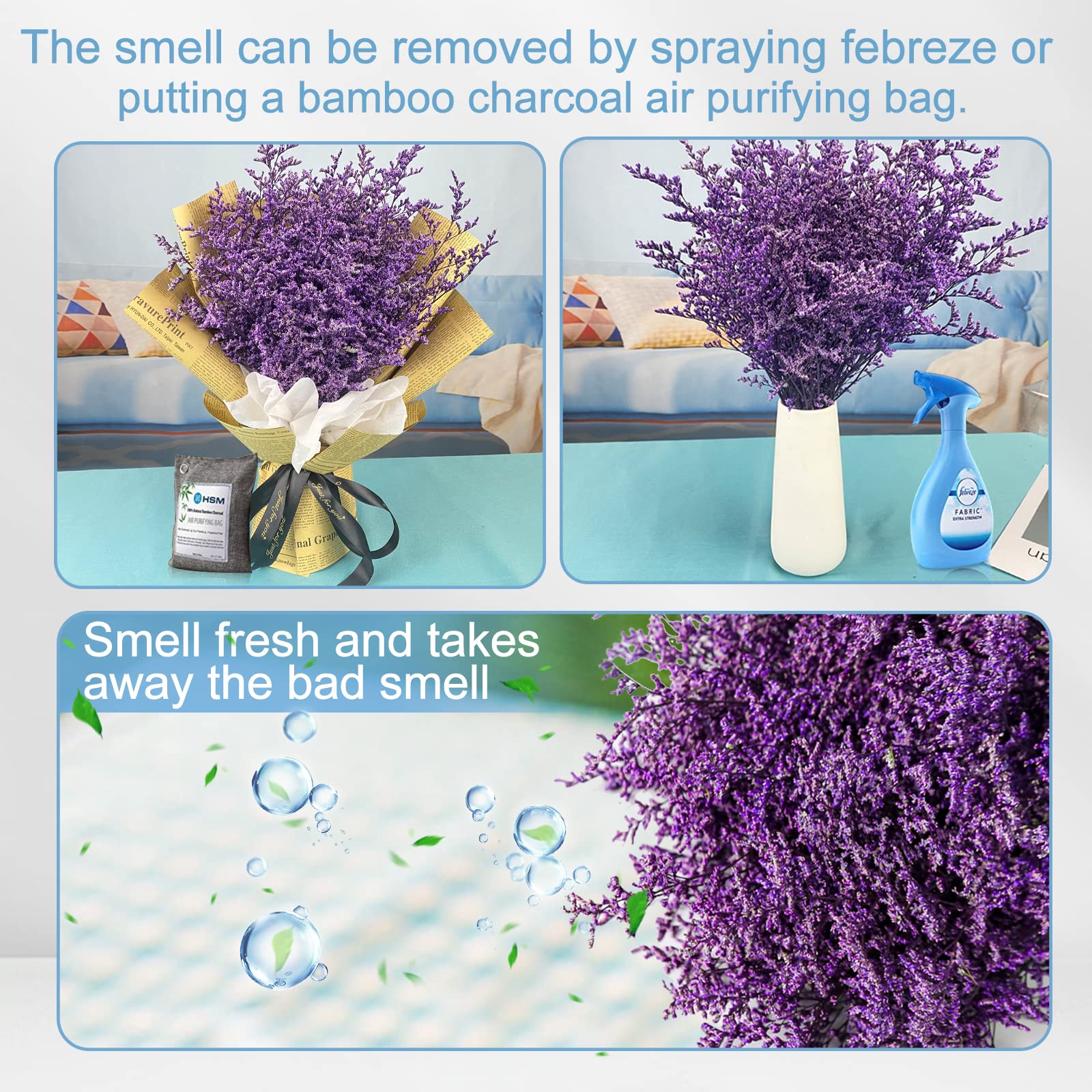 dried_flower - preserved_flower - fake_flower - 25+Stems Real Fresh Caspia Bellidifolium Preserved Natural Limonium Bouquet - Molly Garden - Molly_Garden_Floral