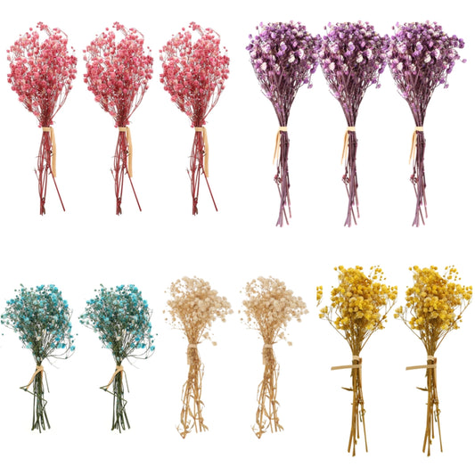 dried_flower - preserved_flower - fake_flower - 3Bunches Dried Babys Breath Flower Bouquets Natural Gypsophila Branches - Molly Garden - Molly_Garden_Floral