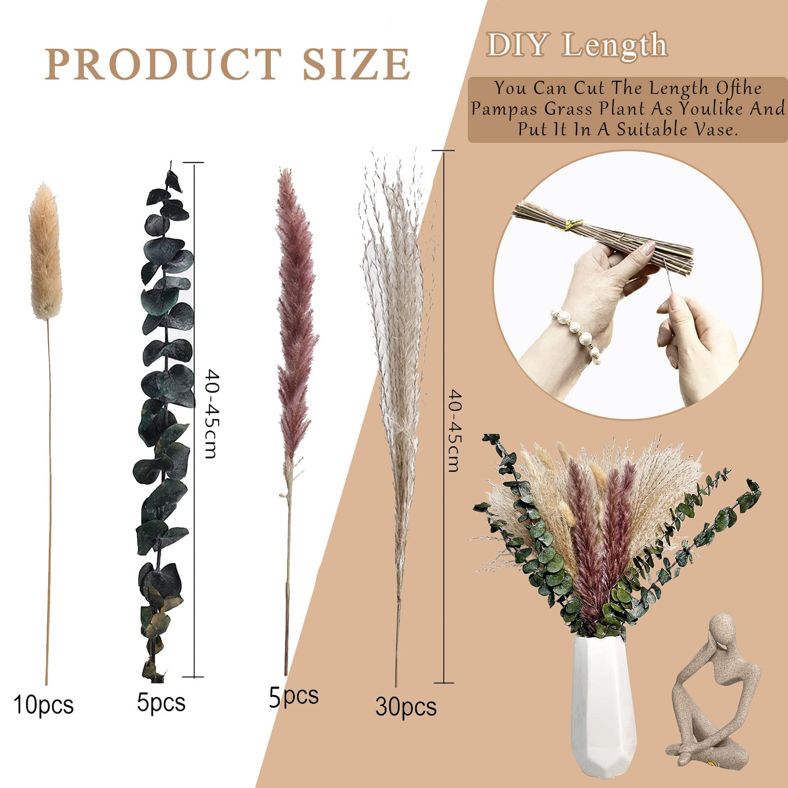 dried_flower - preserved_flower - fake_flower - Dried Pampas Grass Decor DIY Boho Natural Flower Decor Pompous Plants - Molly Garden - Molly_Garden_Floral