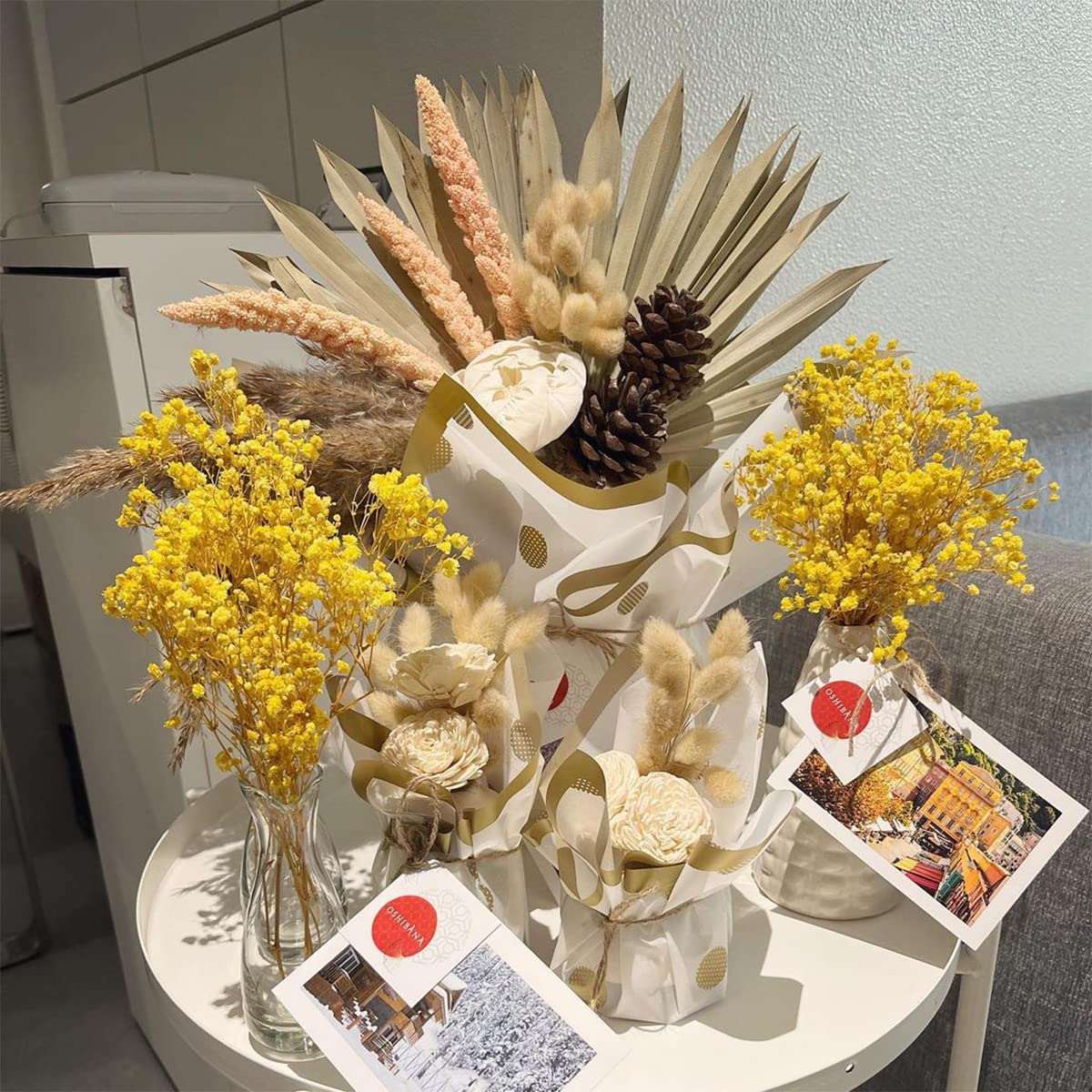 dried_flower - preserved_flower - fake_flower - 2500+Head Dried Flowers Babys Breath Bouquet  Natural Gypsophila Yellow - Molly Garden - Molly_Garden_Floral