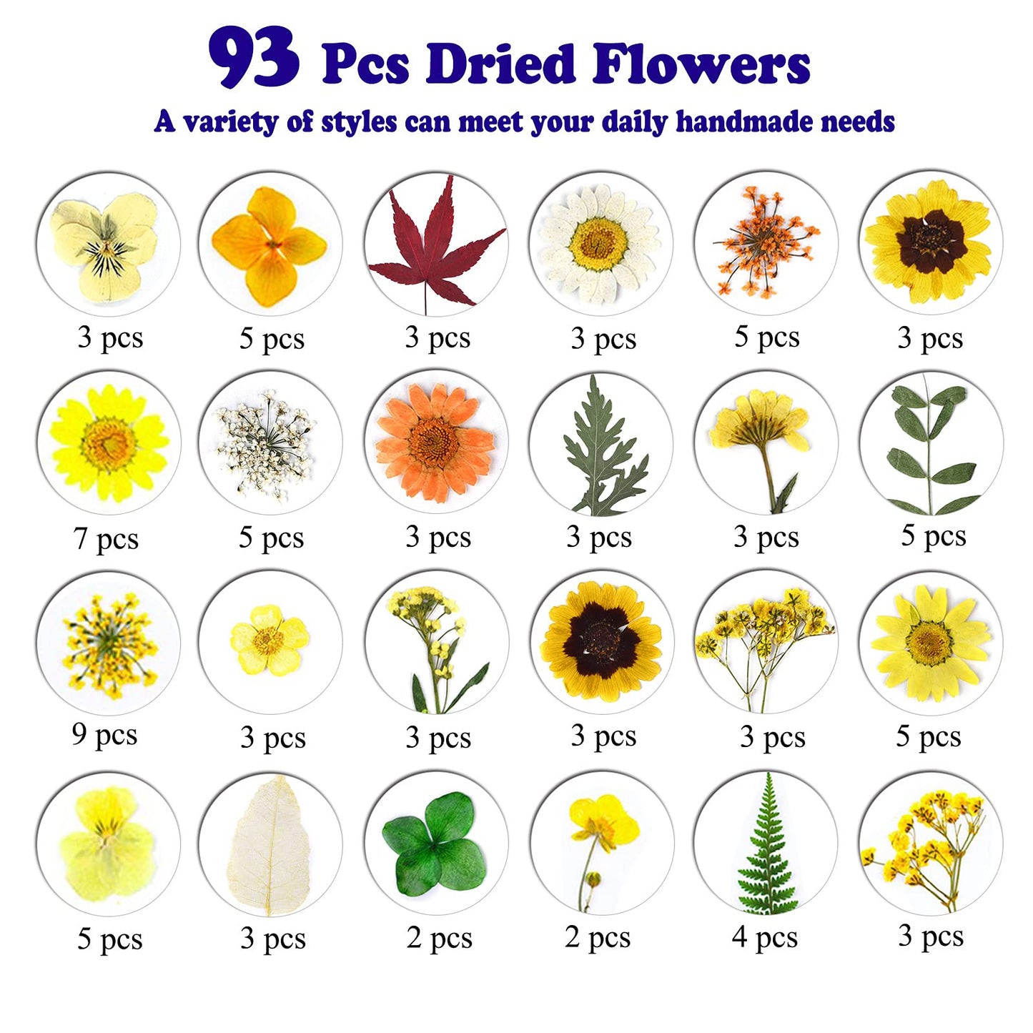 dried_flower - preserved_flower - fake_flower - Pressed Dried Flowers for Resin Molds Real Natural Floral Leave for DIY Crafts - Molly Garden - Molly_Garden_Floral