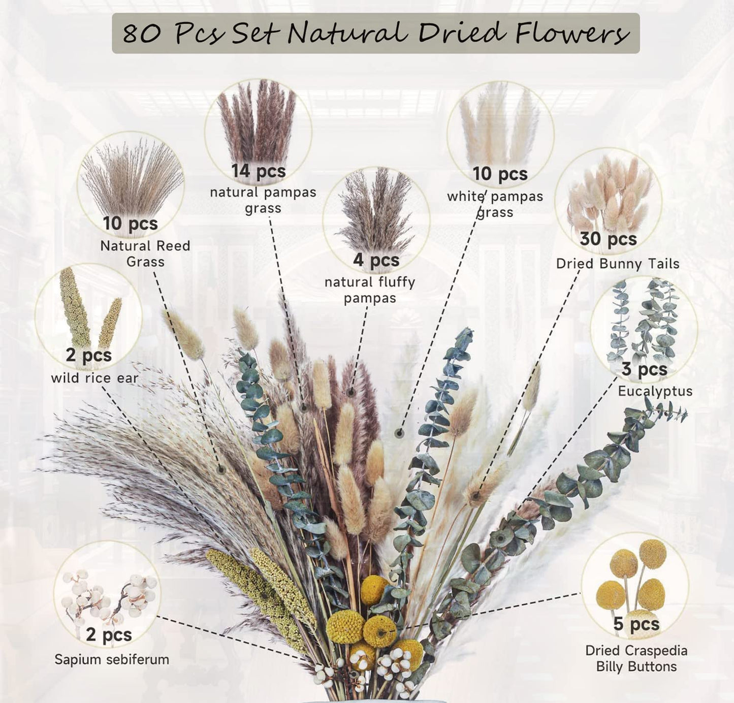 dried_flower - preserved_flower - fake_flower - Dried Pampas Grass Decor DIY Boho Natural Flower Decor Pompous Plants - Molly Garden - Molly_Garden_Floral