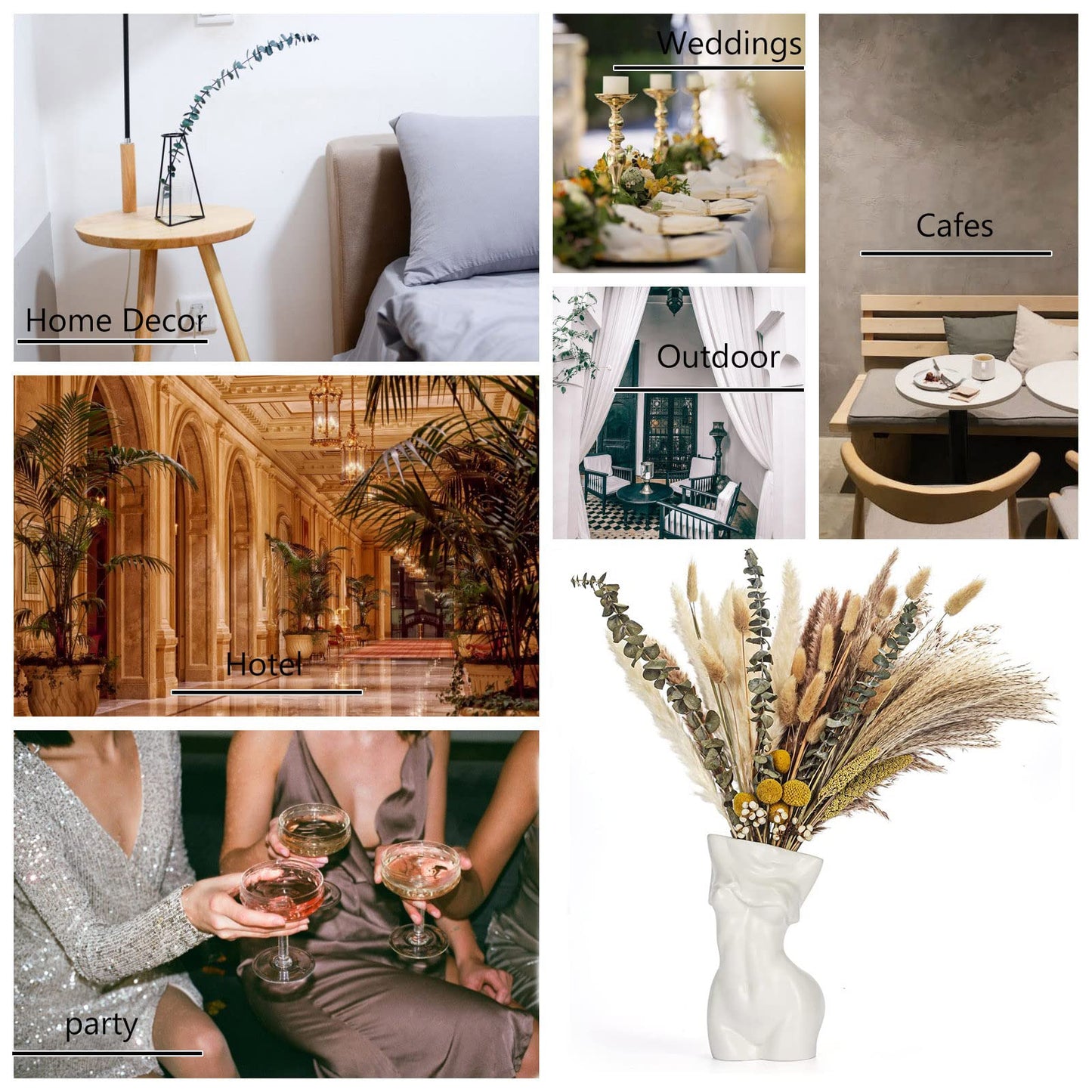 dried_flower - preserved_flower - fake_flower - Dried Pampas Grass Decor DIY Boho Natural Flower Decor Pompous Plants - Molly Garden - Molly_Garden_Floral